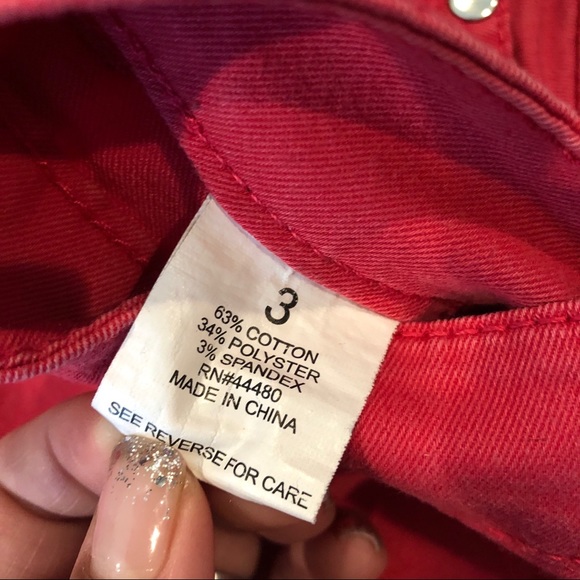 SOLD! Coral Denim Jeans - Picture 3 of 3